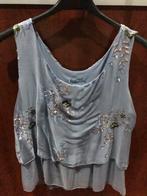 Blauw topje met bloemmotief, Enlèvement ou Envoi, Comme neuf, Bleu