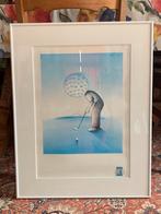 Golfkunst- tekening + originele Volvo Trophy postzegel 1990, Antiek en Kunst, Ophalen