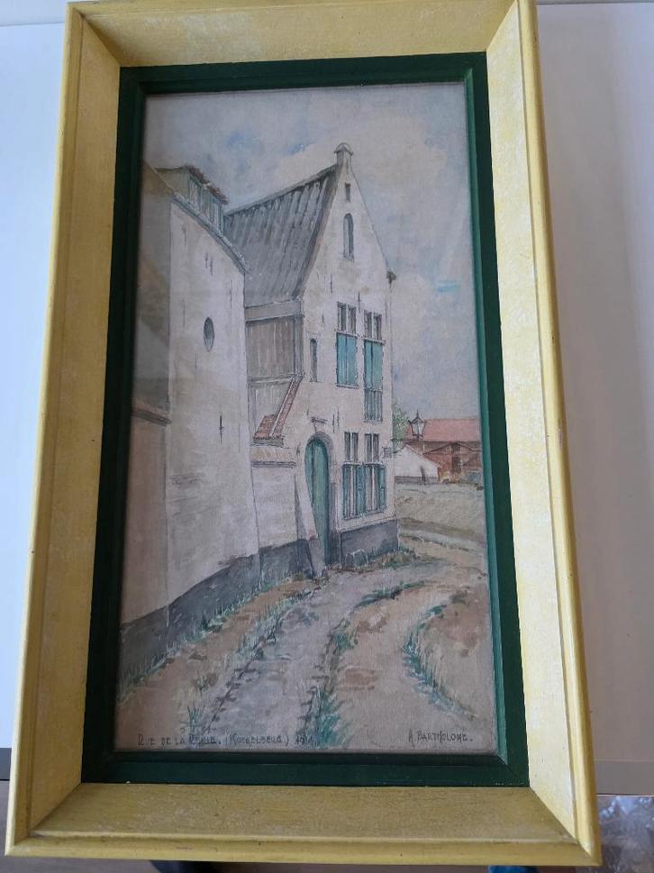 Aquarelle de 1914, signée A. Bartholomé., Antiquités & Art, Art | Peinture | Classique, Enlèvement
