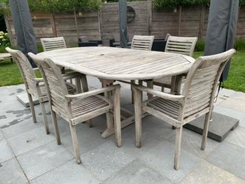 Tuinset teak en lounge, Salons de jardin, Chaise, Utilisé, 6 places