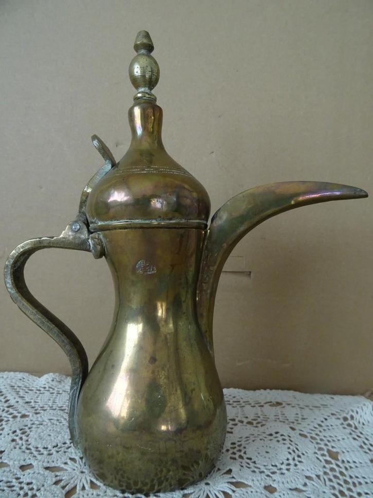Curiosa antieke Dallah Arabische Dallah koffiepot 28cm 1920, Antiek en Kunst, Antiek | Brons en Koper, Koper, Ophalen of Verzenden