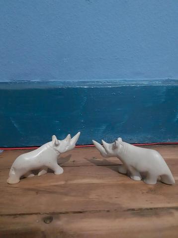 Paire de rhinocéros, Enlèvement ou Envoi, Neuf, Animal sauvage, Statue ou Figurine