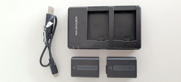 Dual batterijlader voor Sony A7 camera's / 2 sony batterijen, Audio, Tv en Foto, Fotografie | Accu's en Batterijen, Gebruikt, Ophalen of Verzenden