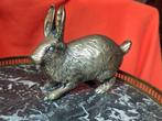 Sculpture lapin métal argenté, Ophalen, Brons
