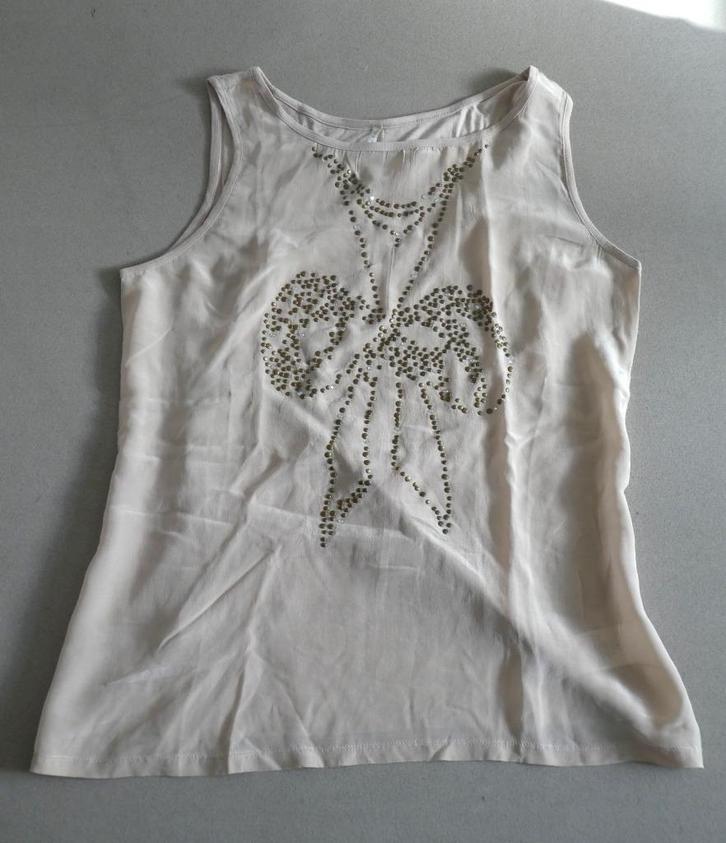 Zijden top – maat: 38 – merk: Nougat Londen, Kleding | Dames, T-shirts, Zo goed als nieuw, Maat 38/40 (M), Beige, Zonder mouw