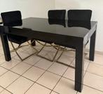 Zwarte eettafel met 6 stoelen + lage tv-kast, Huis en Inrichting, Tafels | Eettafels, 150 tot 200 cm, Zo goed als nieuw, Vijf personen of meer