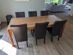 Tafel voor eetplaats 6p - 220 x 100 - massief, Ophalen, Gebruikt, 200 cm of meer, 50 tot 100 cm