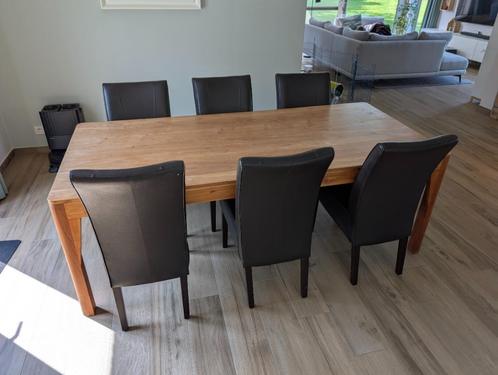 Tafel voor eetplaats 6p - 220 x 100 - massief, Huis en Inrichting, Tafels | Eettafels, Gebruikt, 50 tot 100 cm, 200 cm of meer