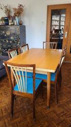 Eettafel met 6 stoelen - Vintage jaren '60, Huis en Inrichting, Tafels | Eettafels, Metaal, 100 tot 150 cm, 150 tot 200 cm, Vintage jaren 60