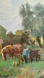 Landschap. Olieverf op doek. 50cm x 70cm., Antiek en Kunst, Kunst | Schilderijen | Klassiek, Ophalen of Verzenden