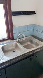 Inox wasbak met kraan afmeting L 120cm x B 50cm, Ophalen of Verzenden, Zo goed als nieuw