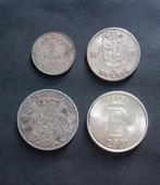 4 Belgische munten van 4 koningen, Postzegels en Munten, Munten | België, Ophalen of Verzenden, Zilver, Setje, Zilver