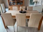 Eetkamerstoelen echt leder, 6 stuks, Huis en Inrichting, Stoelen, Ophalen, Gebruikt, Overige kleuren, Leer