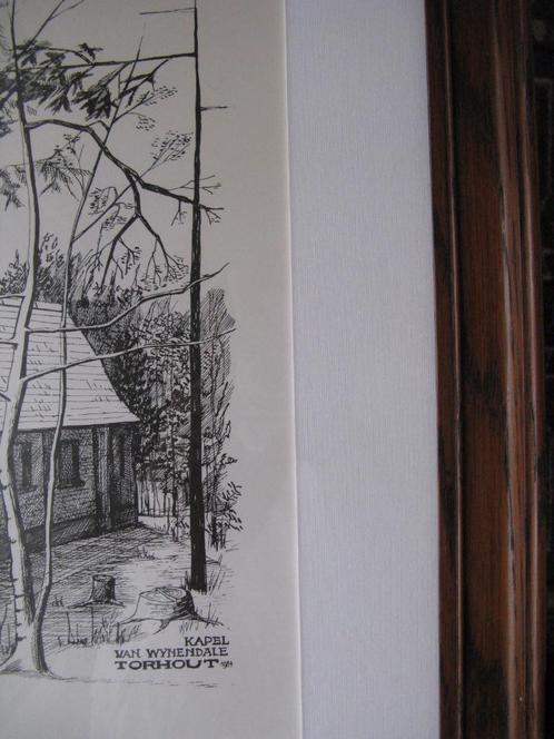 pentekening OLV van Wijnendale, Antiek en Kunst, Kunst | Tekeningen en Fotografie, Ophalen of Verzenden