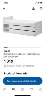 IKEA eenpersoons bed 90cmx200cm type Slâkt, Comme neuf, Bedframe met opberger + lattenbodem, Enlèvement