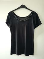 Top shirt NafNaf met studs S, Comme neuf, Manches courtes, Taille 36 (S), Noir