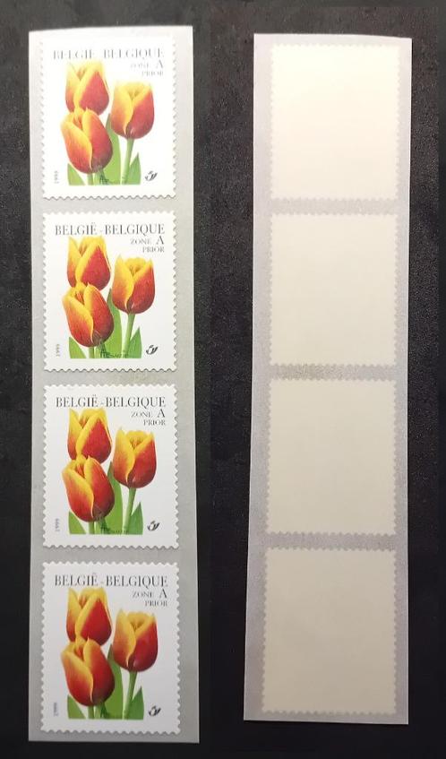 Rolzegels 2855 Tulpen in strook van 4 (Europa), Postzegels en Munten, Postzegels | Europa | België, Postfris, Frankeerzegel, Europa