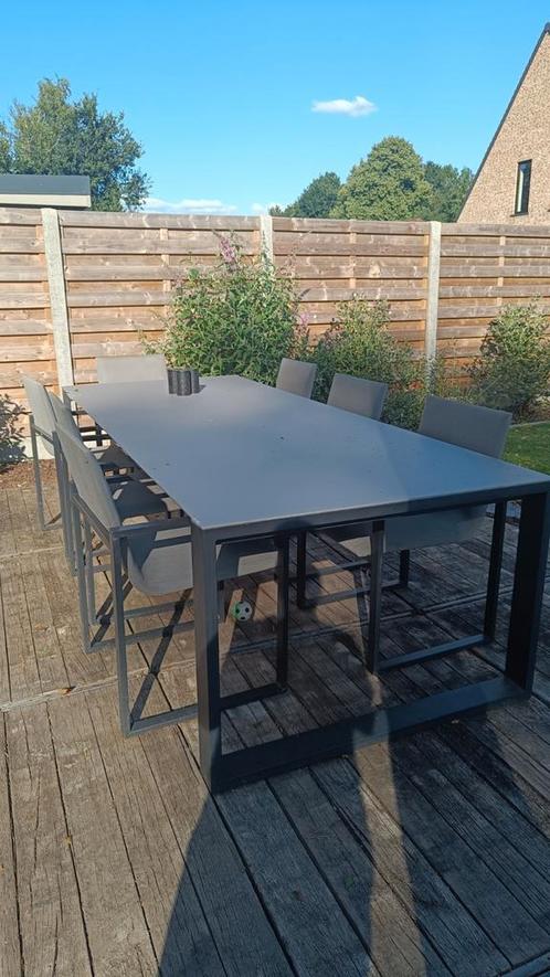 Tuinset Bristol met 8 stoelen keramisch blad, Tuin en Terras, Tuinsets en Loungesets, Zo goed als nieuw, Tuinset, Aluminium, Stoel