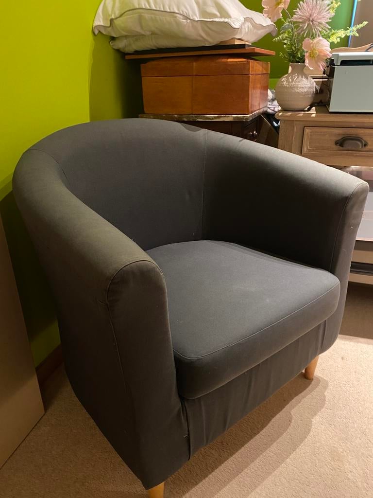 Blauw/ grijs zeteltje, Huis en Inrichting, Ophalen, Gebruikt, Eenpersoons, Stof