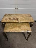 Bijzettafeltjes koper en marmer., Huis en Inrichting, Ophalen, Zo goed als nieuw