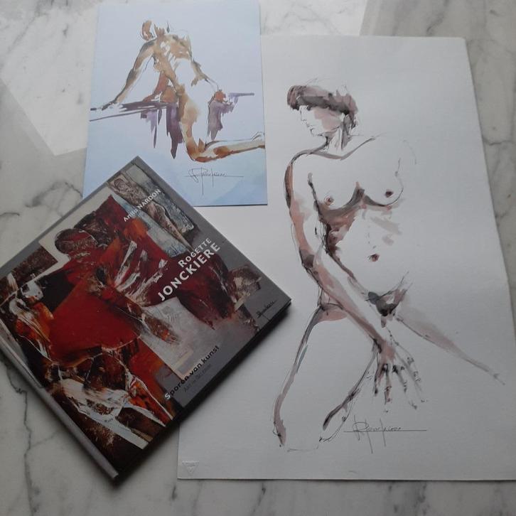 aquarel naakt + 2 boeken ROGETTE JONCKIERE (1946), Antiek en Kunst, Kunst | Tekeningen en Fotografie, Ophalen
