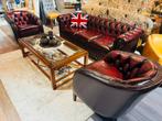 LANCASTER CHESTERFIELD 3-1-1 ZITS NIEUW rood salon, Ophalen of Verzenden