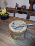 Grote vijzel met stamper/Afrikaans/ambacht-Mooi decorstuk, Ophalen, Zo goed als nieuw
