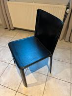 Eetkamerstoelen in echt Leder 4 stuks, Ophalen, Gebruikt, Zwart