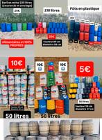 Baril-fut-bidon-tonneau metal-plastique-bois 30l>260l apd 5€, Enlèvement ou Envoi, Comme neuf, Bois
