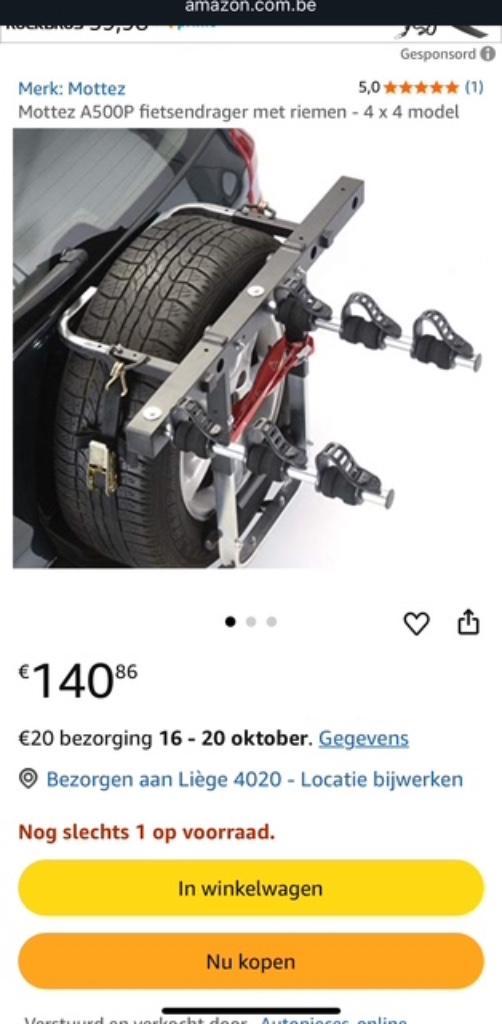 Fietsendrager voor SUV nieuwstaat 50€, Auto diversen, Fietsendragers, Zo goed als nieuw, Achterklepdrager, 3 fietsen of meer, Ophalen