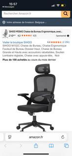 SIHOO M102C bureaustoel, ergonomische stoel, Huis en Inrichting, Gebruikt, Zwart, Ophalen of Verzenden, Bureaustoel