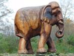 Eenmalig: Sculptuur Olifant - Massief Teakhout - Vintage, Ophalen of Verzenden