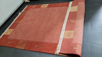 Zeer mooi oranje wollen vloerkleed handgemaakt door beschikbaar voor biedingen