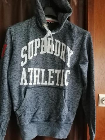 Sweat à capuche Superdry TS 46 bleu/gris chiné très épais  