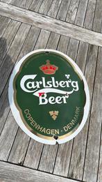 Carlsberg bier emaille reclame bord gebruikt, Collections, Marques de bière, Enlèvement, Utilisé