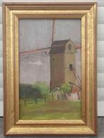 Huile sur panneau moulin a vent monogramme Gustave de smet, Antiek en Kunst, Ophalen of Verzenden