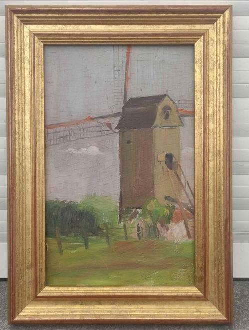 Huile sur panneau moulin a vent monogramme Gustave de smet, Antiquités & Art, Art | Peinture | Classique, Enlèvement ou Envoi