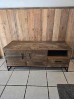 Massief houten tv-meubel 120cm met metalen onderstel, Ophalen, 100 tot 150 cm, Zo goed als nieuw, Minder dan 100 cm