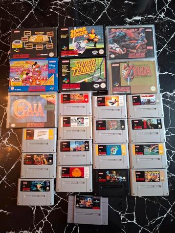 22 Super Nintendo-spellen! Zelda enz... beschikbaar voor biedingen