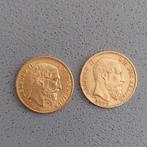 Lot 2 munten / België / 20 Frank / Goud .900 / Leopold II, Postzegels en Munten, Ophalen of Verzenden, België, Losse munt, Goud