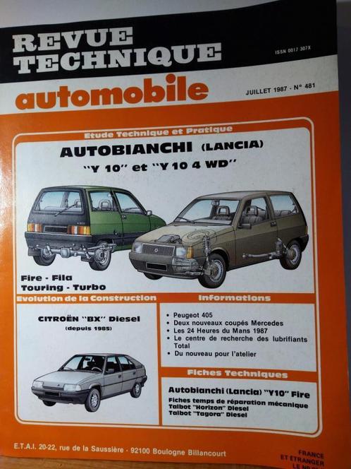 RTA - Autobianchi - Lancia - Y10 - Citroën BX - N481, Auto diversen, Handleidingen en Instructieboekjes, Ophalen of Verzenden