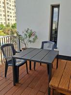 Tuintafel en 2 stoelen, Tuin en Terras, Tuintafels, Ophalen, Zo goed als nieuw, Vierkant, Aluminium