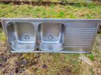 Inox dubbele gootsteen franke, Doe-het-zelf en Bouw, Sanitair, Ophalen, Gebruikt, Inox, Wastafel