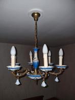 Vintage kroonluchter met blauw delft, Huis en Inrichting, Lampen | Kroonluchters, Ophalen