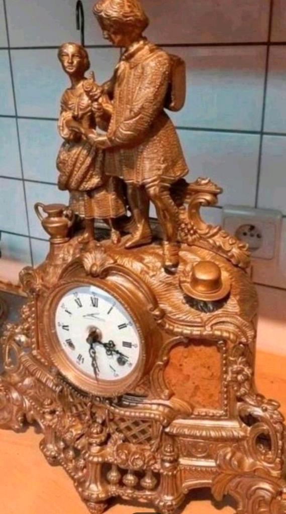 Horloge de cheminée italienne « Lovers » Lancini, début du X, Antiquités & Art, Antiquités | Horloges, Enlèvement ou Envoi
