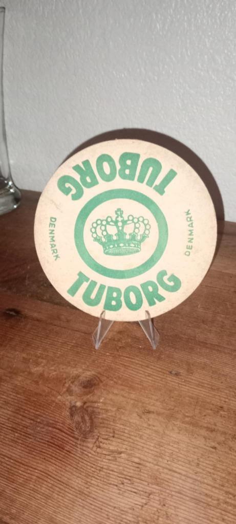 Brouwerij antieke bierviltje Tuborg dubbelzijdig, Verzamelen, Biermerken, Gebruikt, Viltje(s), Overige merken, Ophalen of Verzenden
