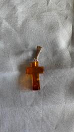 Croix d'ambre avec pendentif en argent, Comme neuf, Enlèvement ou Envoi