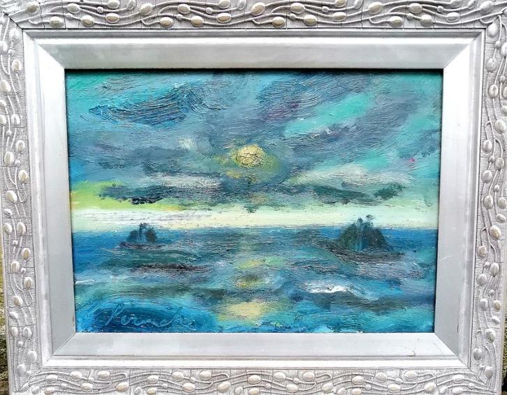 Avondstemming op zee '' Constant Permeke olieverf op paneel, Antiek en Kunst, Kunst | Schilderijen | Klassiek, Verzenden
