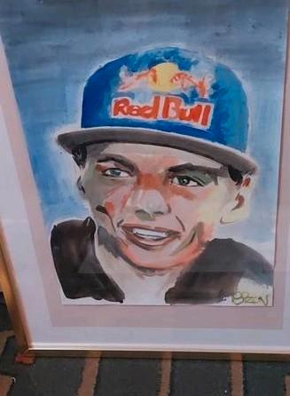 Max Verstappen - aquarel, Antiek en Kunst, Kunst | Schilderijen | Modern, Ophalen of Verzenden