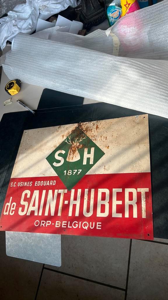 Assiette en fer blanc 1955 outils agricoles Edouard Orp, Collections, Marques & Objets publicitaires, Comme neuf, Enlèvement